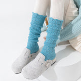Willow Lace Chunky Knit Wool Blend Slouch Crew Socks | Light Blue
