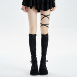 Giselle Balletcore Lace-Up Tie Knee High Socks | Black