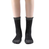 Aliyah Scallop Sparkle Crew Sock | Black Silver - Sock Season
