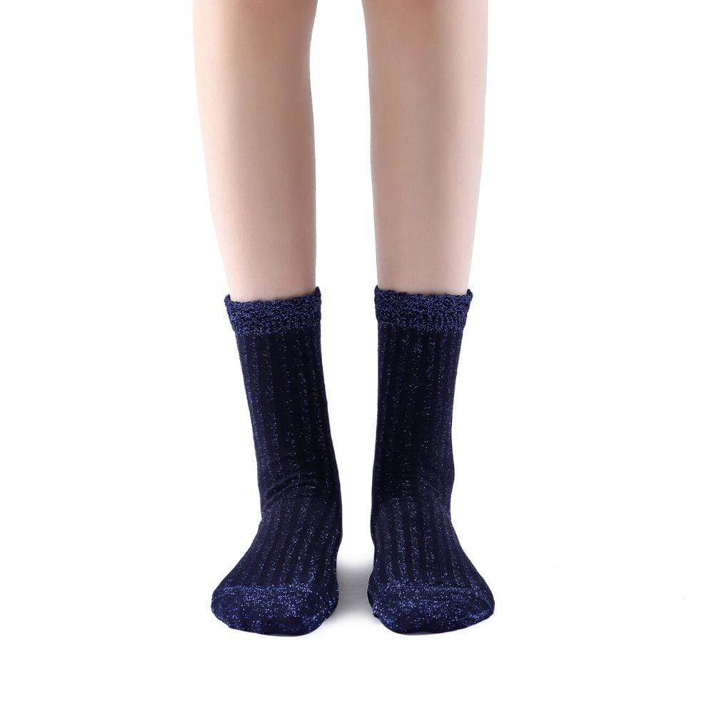 Aliyah Scallop Sparkle Crew Sock | Blue - Sock Season