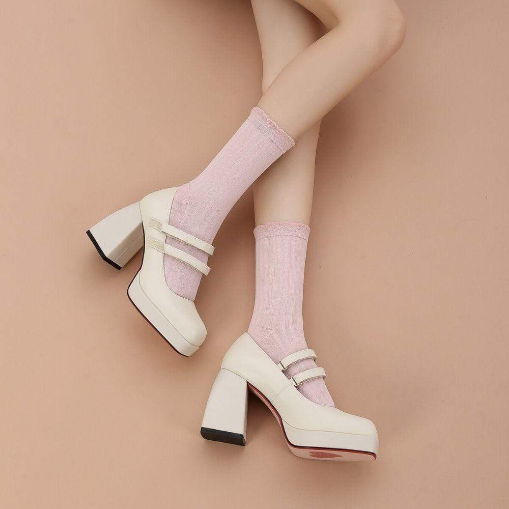 Aliyah Scallop Sparkle Crew Sock | Pink - Sock Season