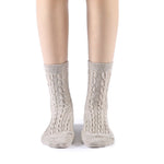 Bella Cable Knit Wool Crew Sock | Beige - Sock Season