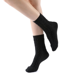 Bella Cable Knit Wool Crew Sock | Black - Sock Season
