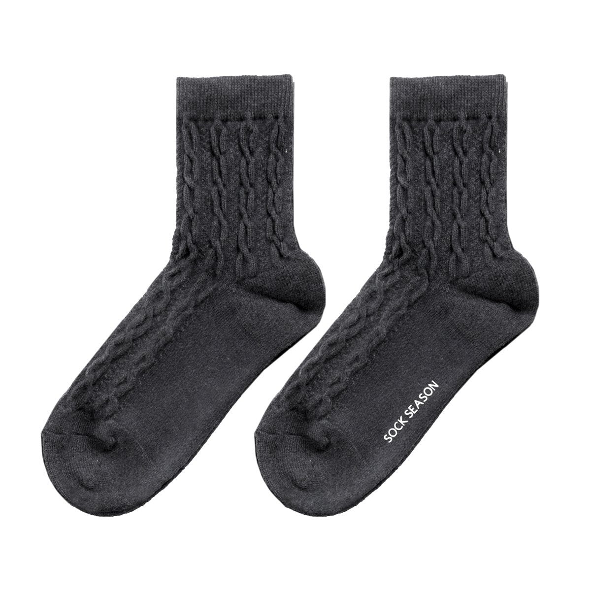 Bella Cable Knit Wool Crew Sock | Grey - Sock Season