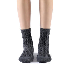 Bella Cable Knit Wool Crew Sock | Grey - Sock Season