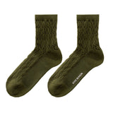 Bella Cable Knit Wool Crew Sock | Military Green - Sock Season