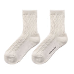 Bella Cable Knit Wool Crew Sock | White - Sock Season