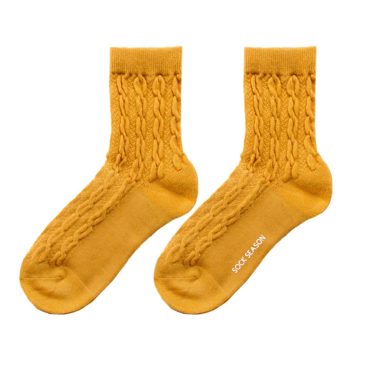 Bella Cable Knit Wool Crew Sock | Yellow - Sock Season