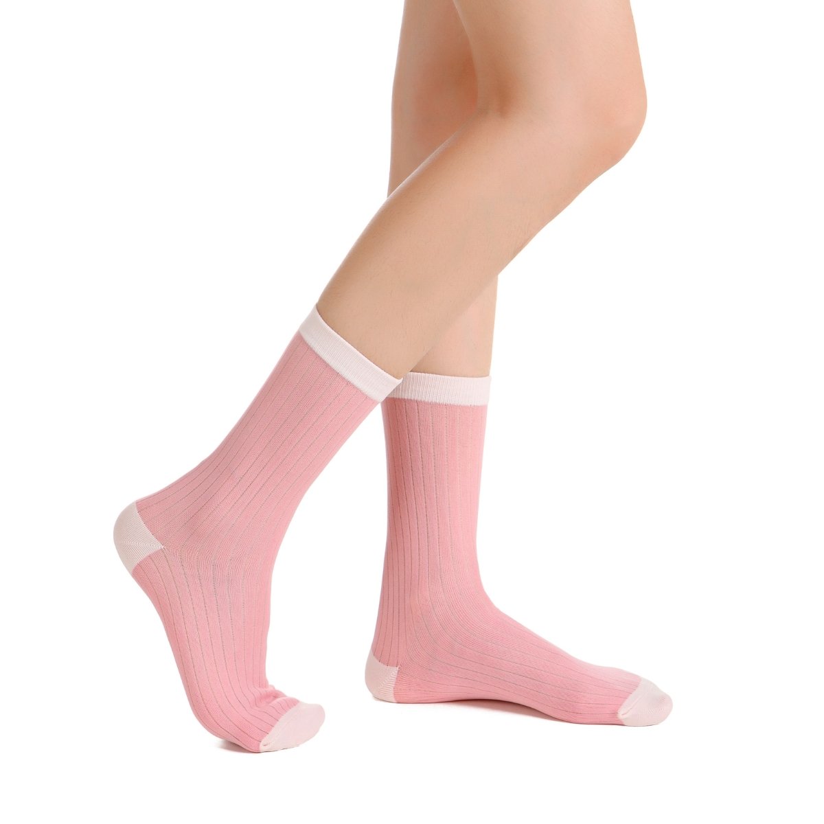 Camellia Striped Ribbed Semi-Sheer Ankle Sock | Pink - Sock Season