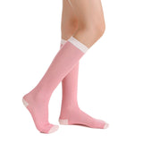 Camellia Striped Ribbed Semi-Sheer Mid-High Sock | Pink - Sock Season