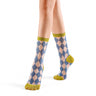 Sock Season - Cleo Argyle Sheer Crew Sock | Blue/Green -Crew Socks -