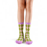 Cleo Argyle Sheer Crew Sock | Green/Purple
