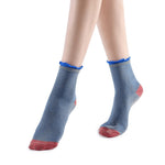 Daphne Ruffle Glitter Ankle Sock | Blue - Sock Season