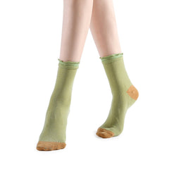 Daphne Ruffle Glitter Ankle Sock | Green - Sock Season
