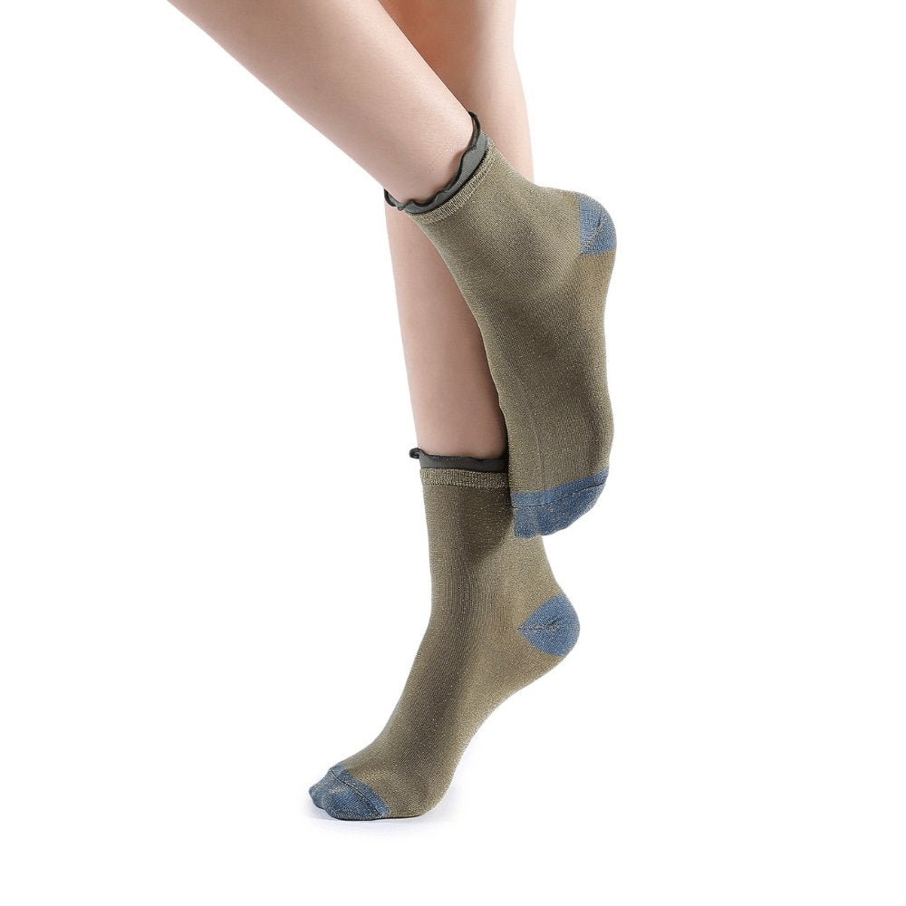 Daphne Ruffle Glitter Ankle Sock | Grey - Sock Season