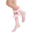 Destiny Feather Trim Lace Crew Sock | Pastel Pink - Sock Season