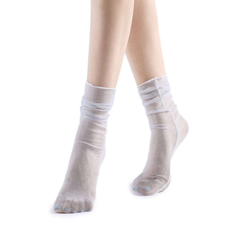 Diamond Sheer Crew Sock | White - Sock Season