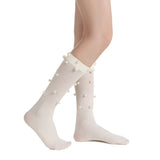Naomi Pearl Stud Embellished Crew Sock | White