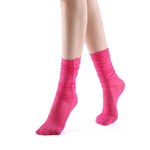 Neverminder Slouch Sheer Crew Sock | Fuchsia - Sock Season