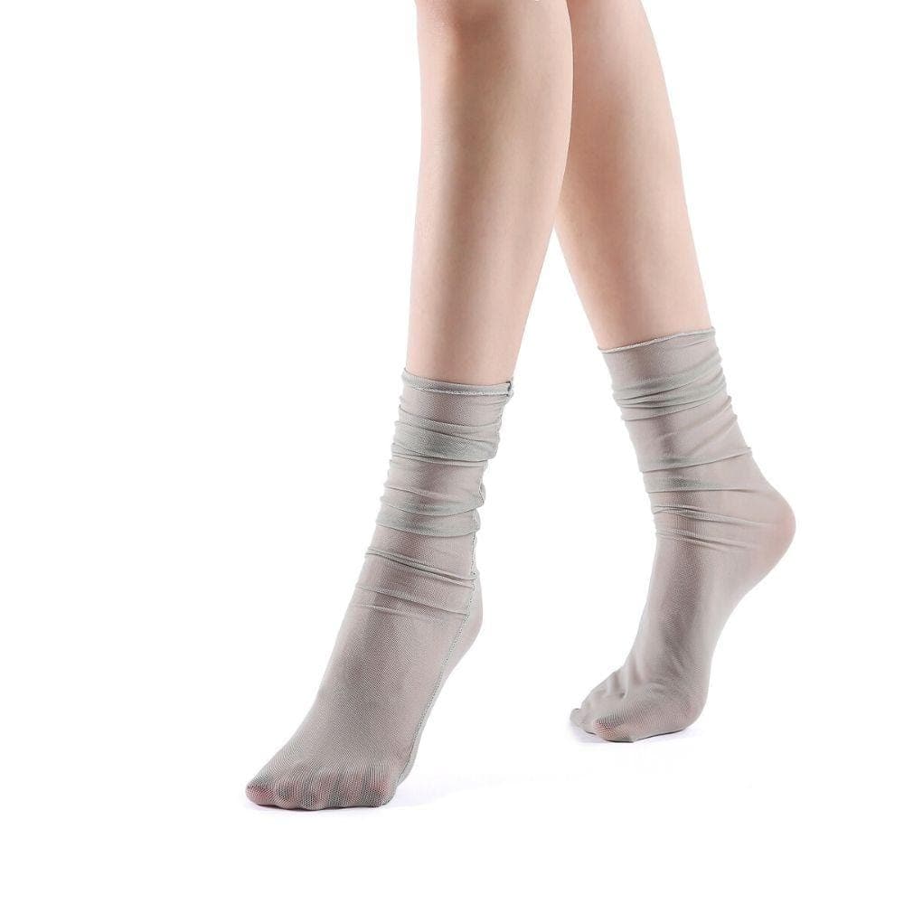 Neverminder Slouch Sheer Crew Sock | Grey - Sock Season