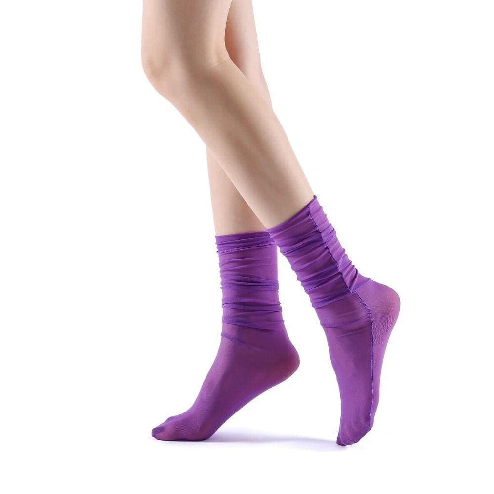 Neverminder Slouch Sheer Crew Sock | Purple - Sock Season