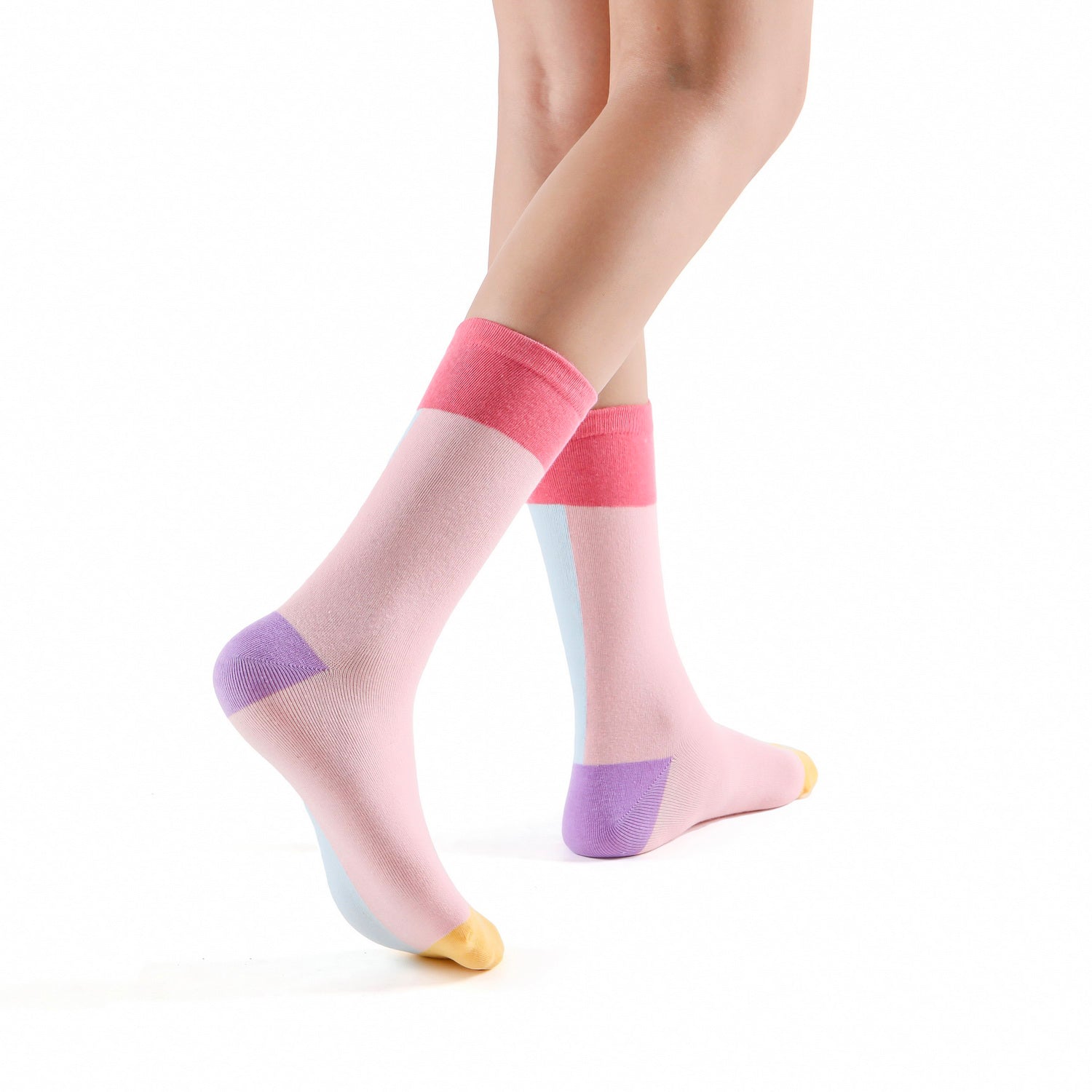 No Mixed Emotions Pastel Color Block Ankle Sock | Pink/Blue - Sock Season