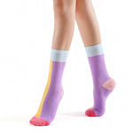 No Mixed Emotions Pastel Color Block Ankle Sock | Purple/Yellow - Sock Season
