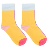 No Mixed Emotions Pastel Color Block Ankle Sock | Purple/Yellow - Sock Season
