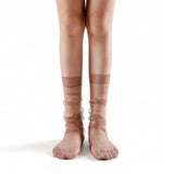 Olivia Slouch Sheer Tulle Crew Sock | Nude Brown