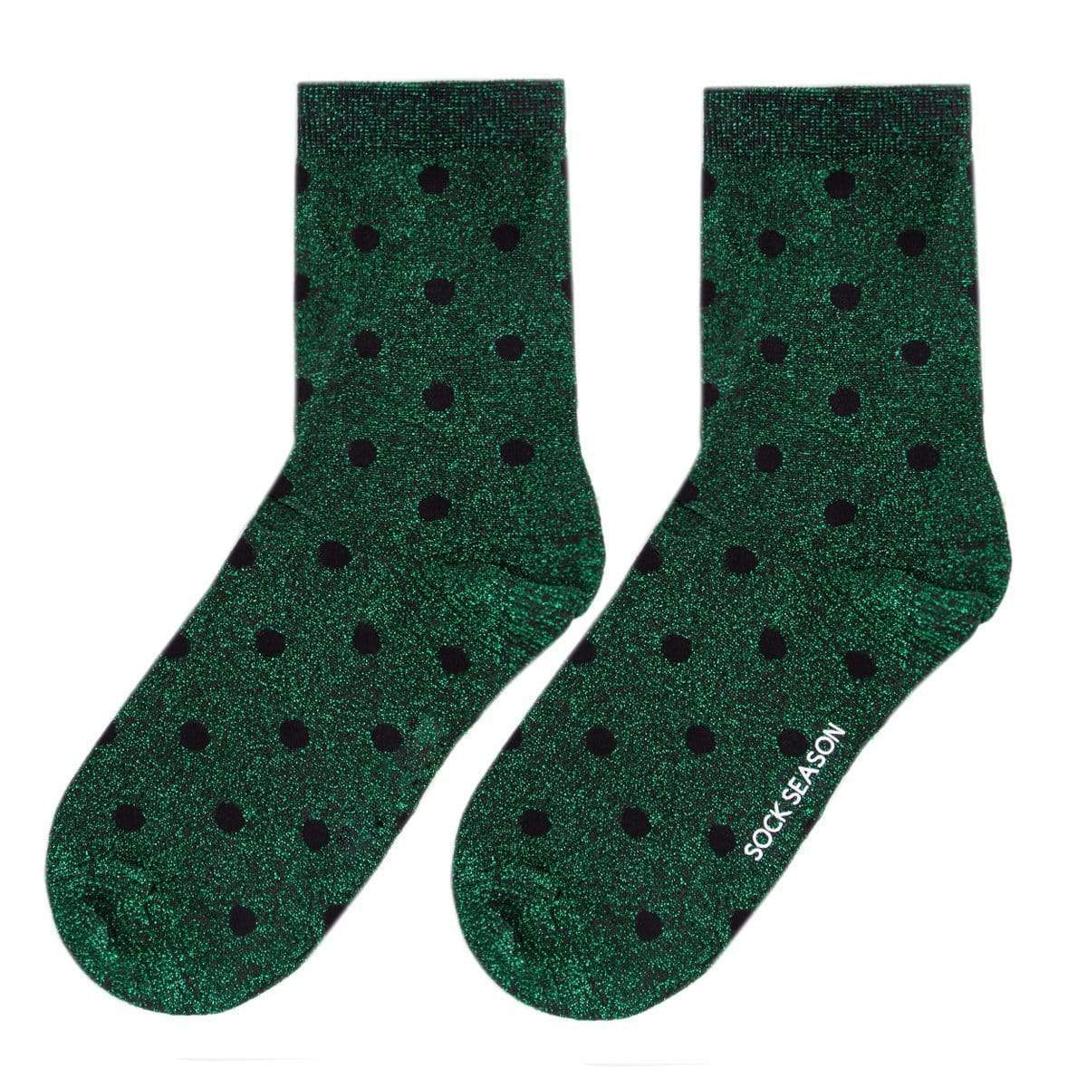 Polka Party Glitter Ankle Sock | Green - Sock Season