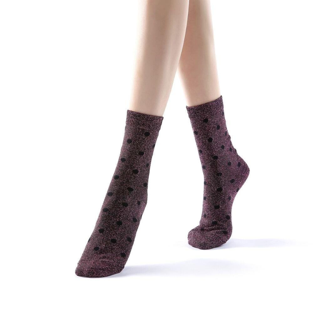 Polka Party Glitter Ankle Sock | Purple - Sock Season