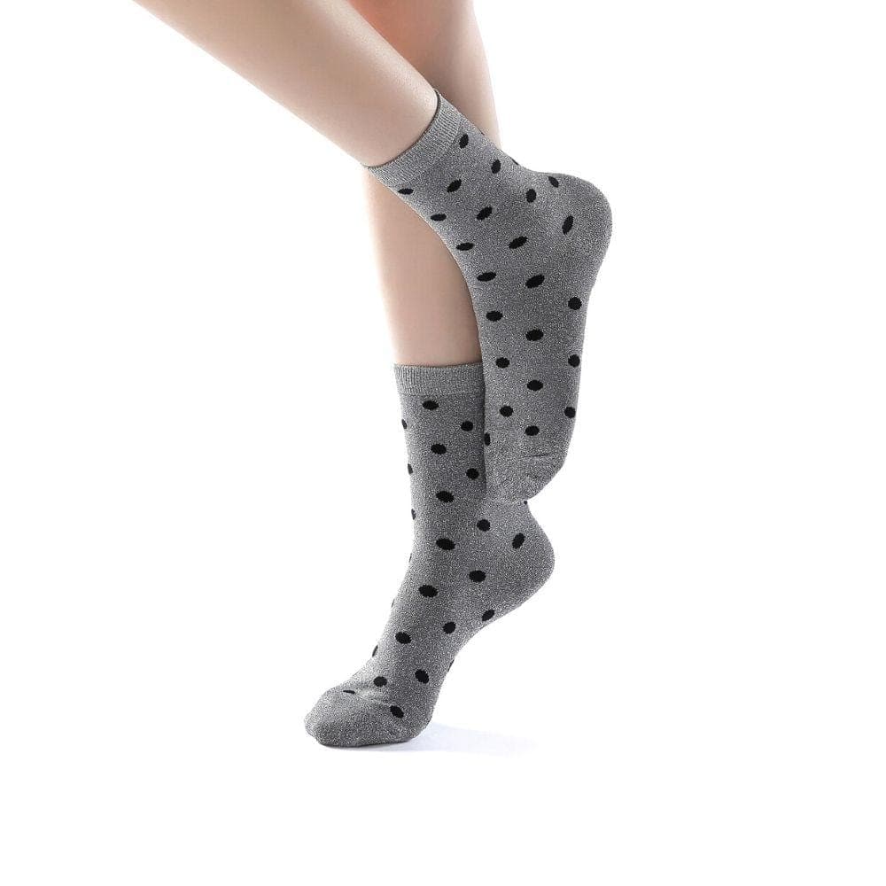 Polka Party Glitter Ankle Sock | Silver - Sock Season