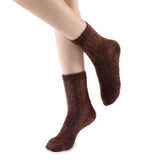 Polly Fuzzy Crew Sock | Brown - Sock Season