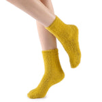 Polly Fuzzy Crew Sock | Yellow - Sock Season