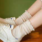 Princess Lulu Ruffle Crew Sock | Beige - Sock Season