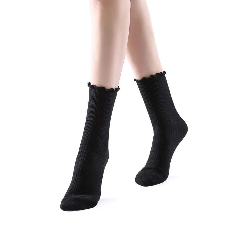 Princess Lulu Ruffle Crew Sock | Black - Sock Season