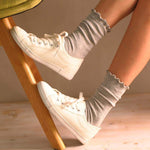 Princess Lulu Ruffle Crew Sock | Grey - Sock Season