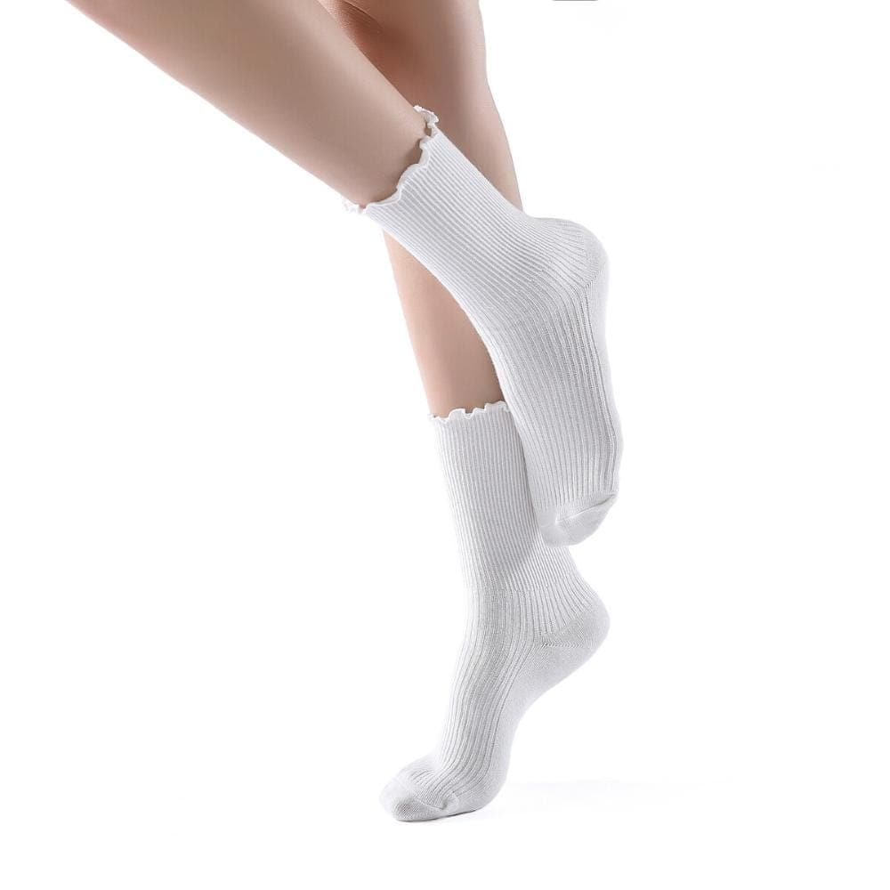Princess Lulu Ruffle | Womens Crew Sock | Cotton | White – Sock Season