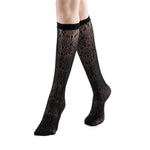 Stacey Floral Lace Knee-High Sock | Black - Sock Season