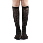 Stacey Floral Lace Knee-High Sock | Black - Sock Season